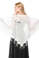 Lace Shawl with Tassels CJ0104 - COCOMELODY