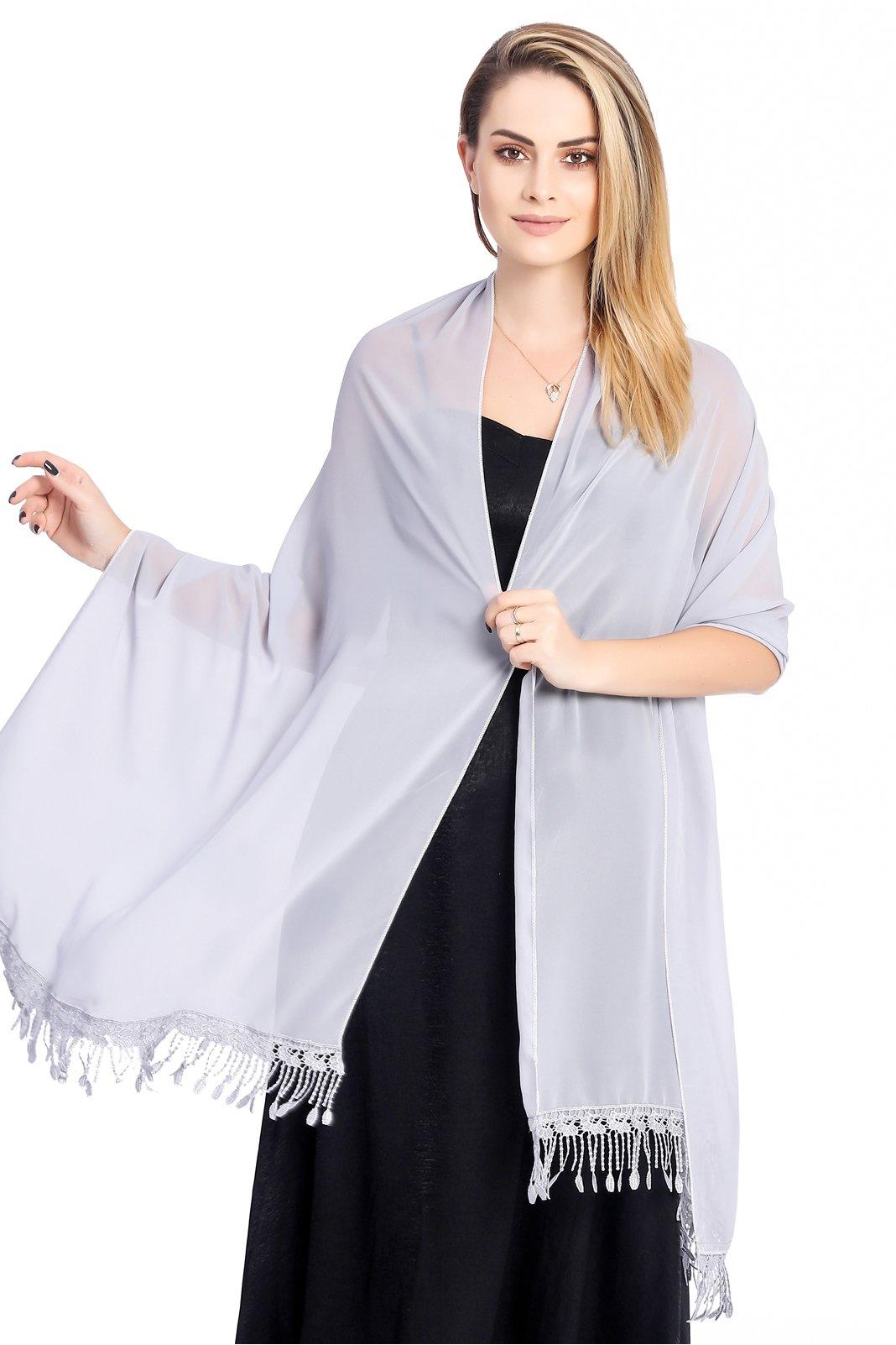 Chiffon Shawl with Tassels CJ0108 - COCOMELODY