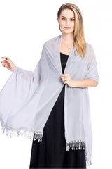 Chiffon Shawl with Tassels CJ0108 - COCOMELODY