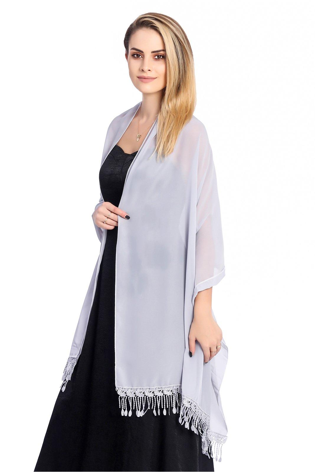 Chiffon Shawl with Tassels CJ0108 - COCOMELODY