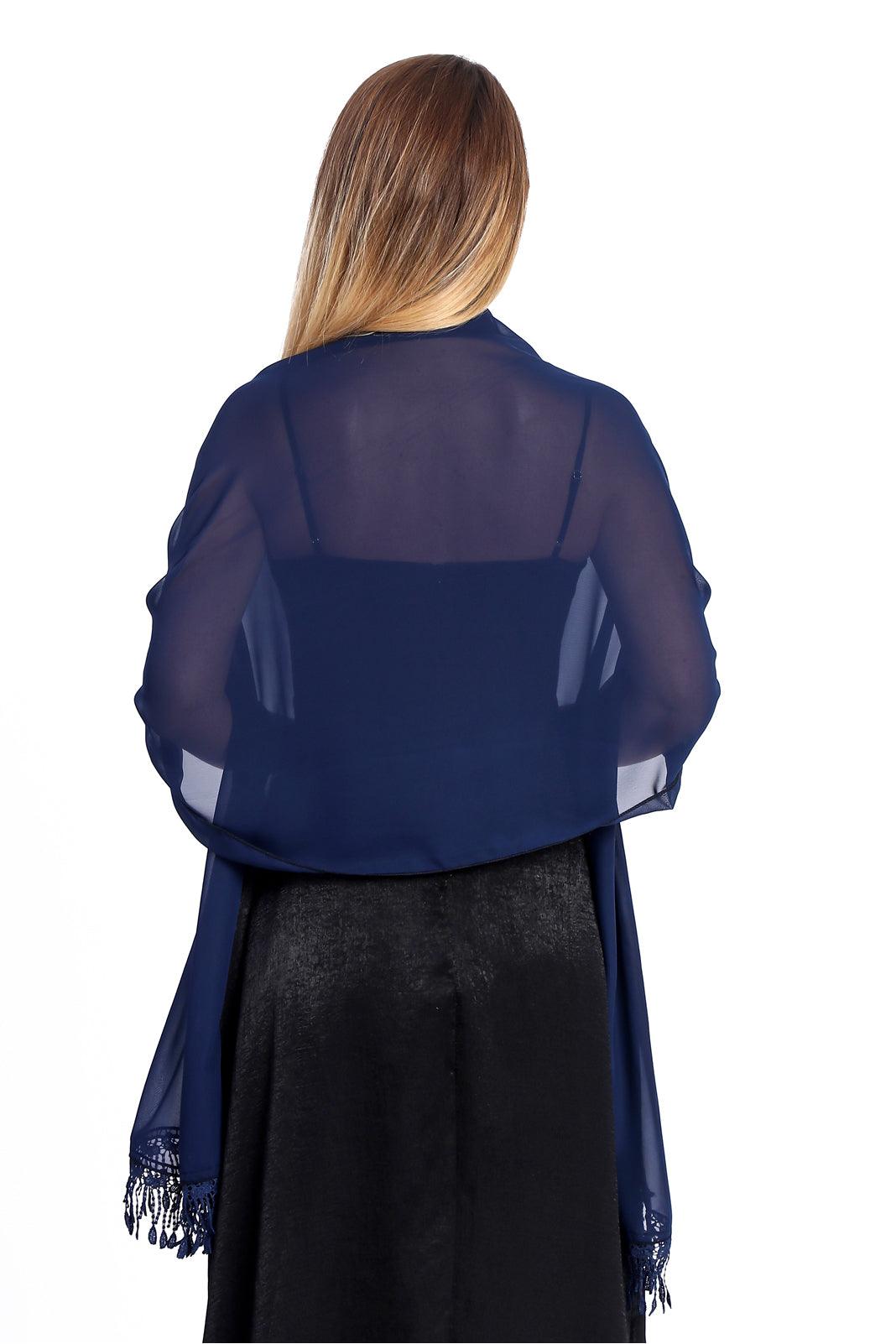 Chiffon Shawl with Tassels CJ0108 - COCOMELODY