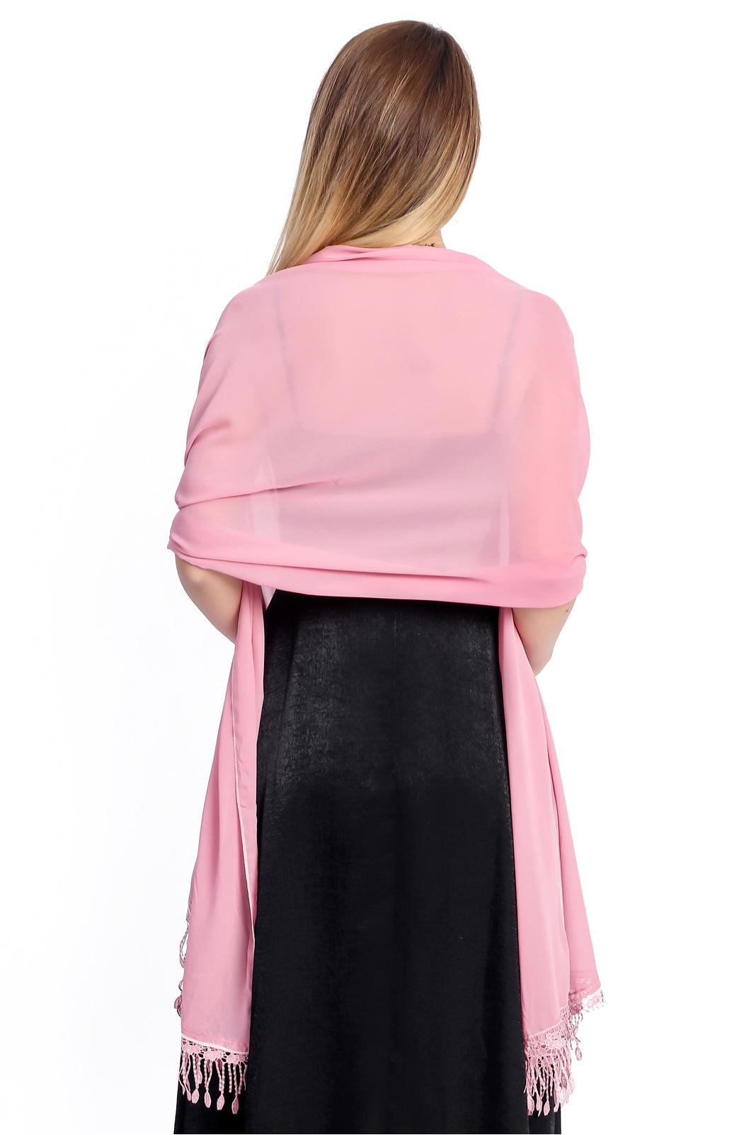 Chiffon Shawl with Tassels CJ0108 - COCOMELODY