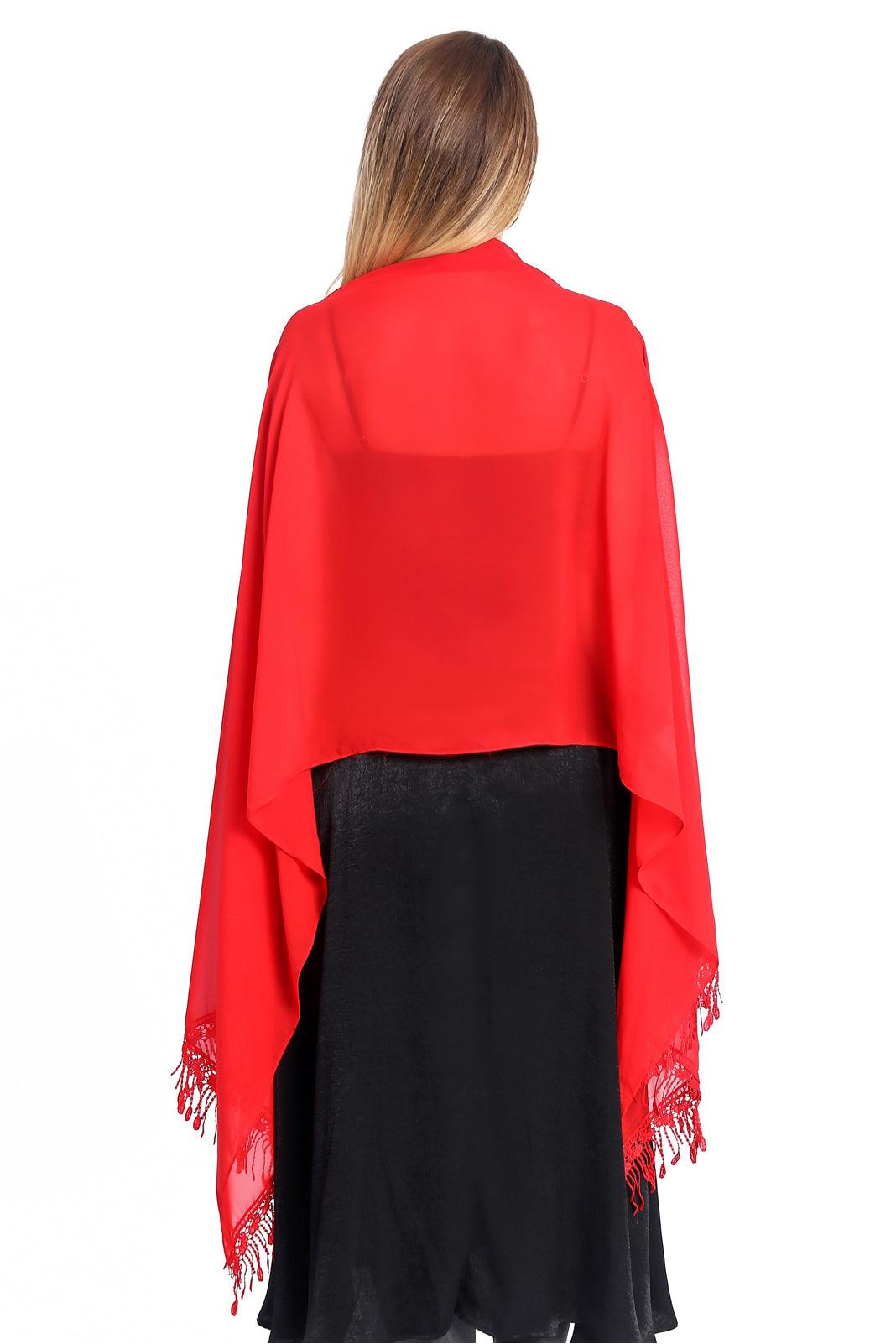 Chiffon Shawl with Tassels CJ0108 - COCOMELODY