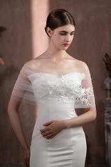 Tulle Shawl with Appliques Lace CJ0118 - COCOMELODY