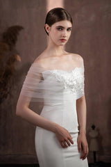 Tulle Shawl with Appliques Lace CJ0118 - COCOMELODY