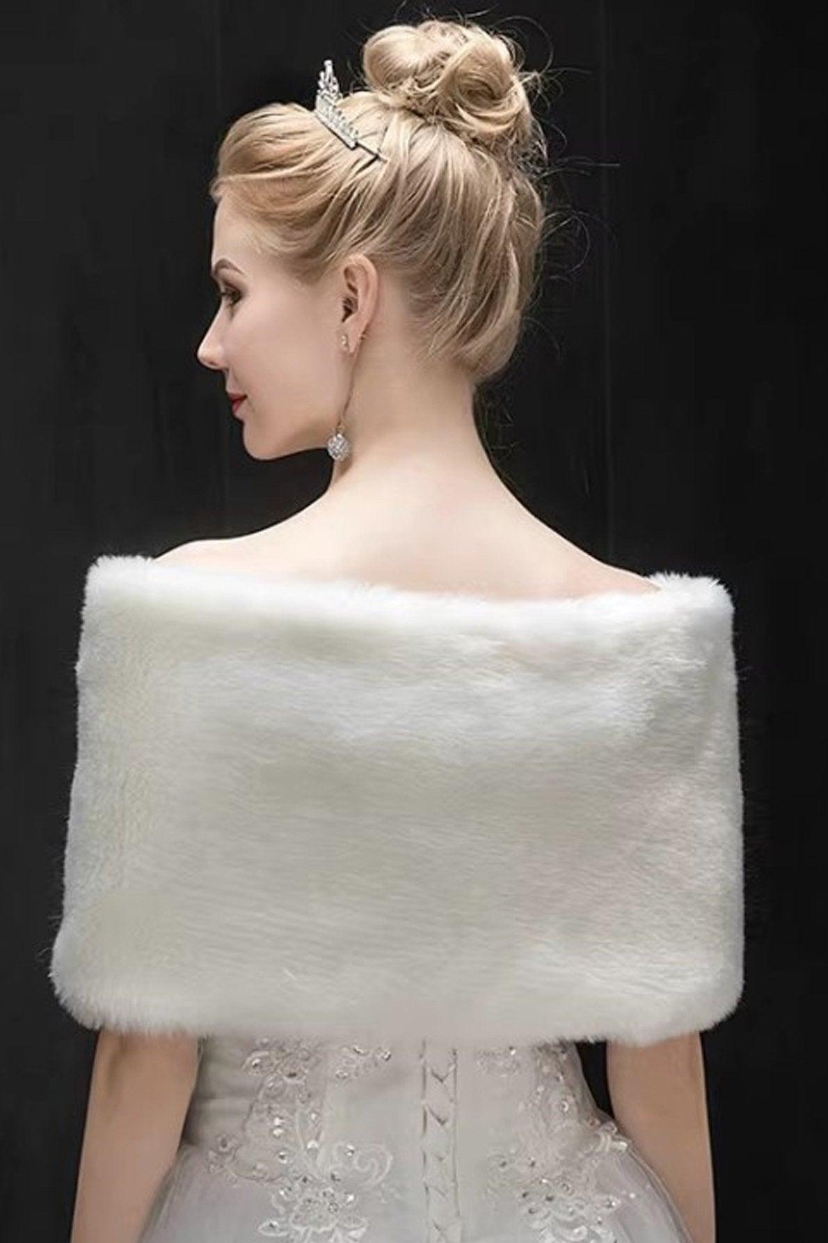 Faux Fur Shawl with Clasp CJ0126 - COCOMELODY