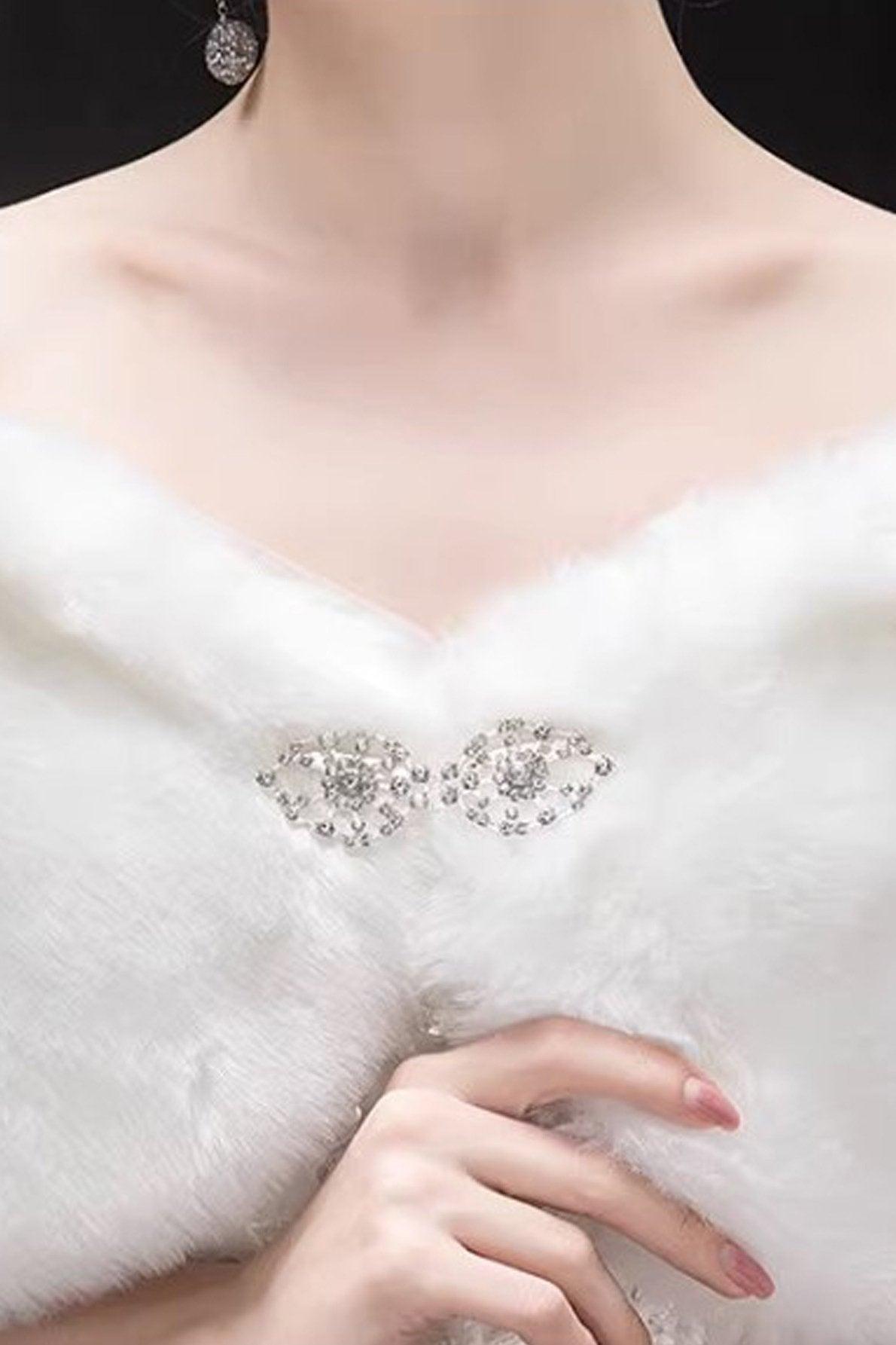 Faux Fur Shawl with Clasp CJ0126 - COCOMELODY