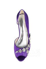 Low Heel Silk-Like Peep Toe Dress Shoes CK0061 - COCOMELODY