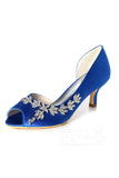 Low Heel Silk-Like Peep Toe Dress Shoes CK0061 - COCOMELODY