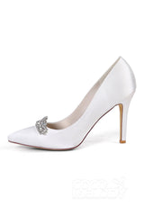 Stiletto Heel Silk-Like Heels Bridal Shoes CK0067 - COCOMELODY