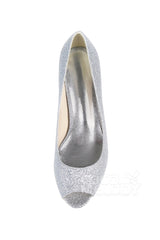 Low Heel Sparkling Peep Toe Bridal Shoes CK0069 - COCOMELODY