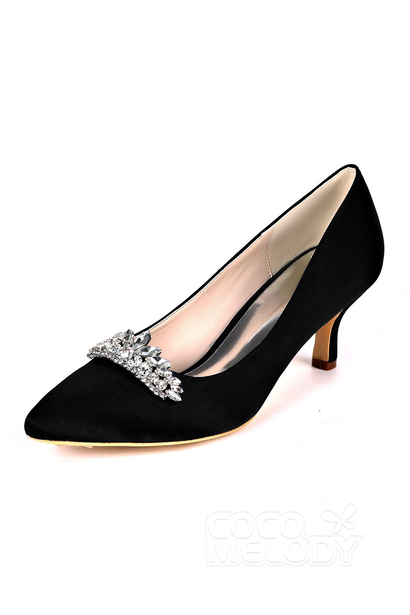 Low Heel Silk-Like Pointed Toe Wedding shoes CK0072 - COCOMELODY