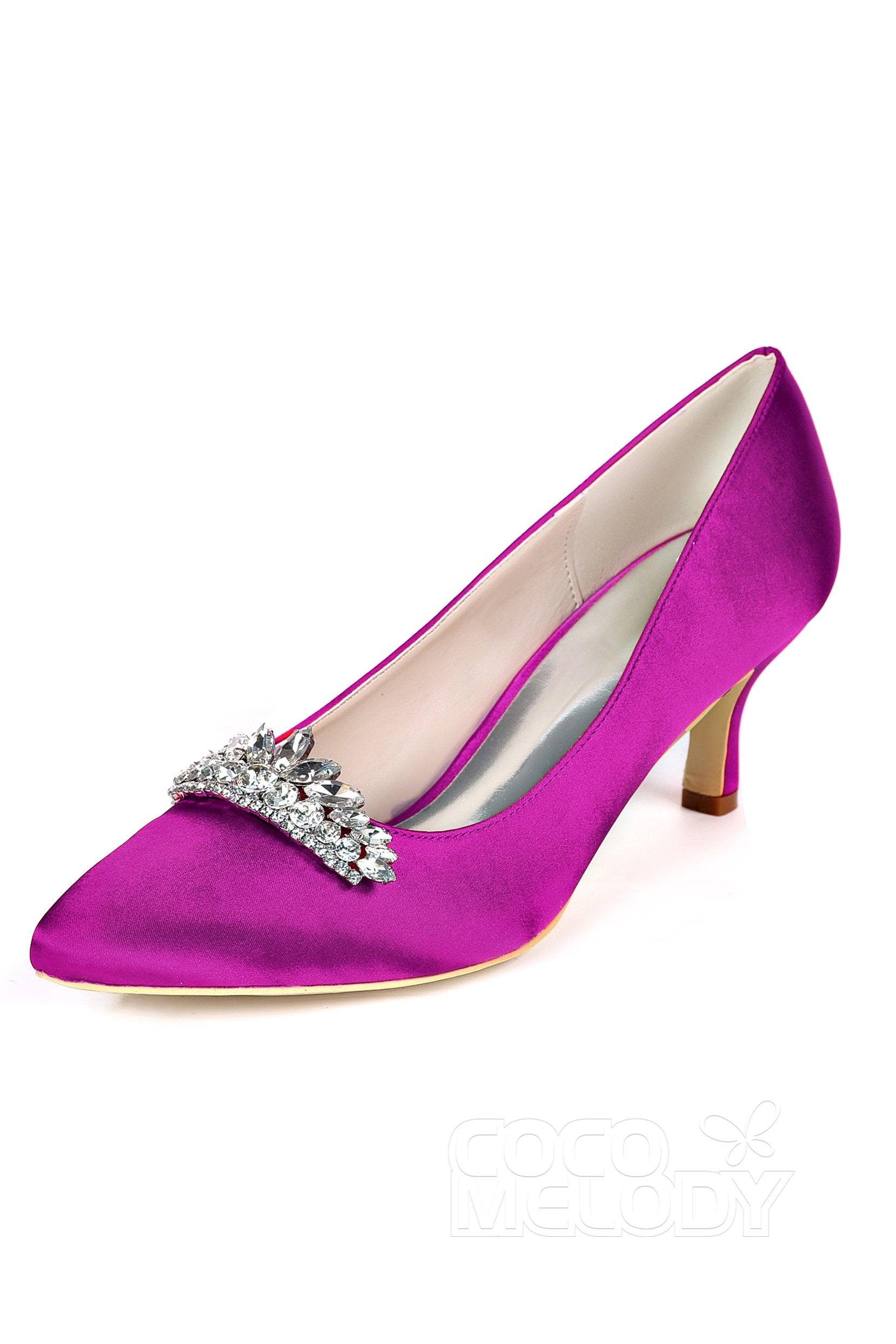 Low Heel Silk-Like Pointed Toe Wedding shoes CK0072 - COCOMELODY