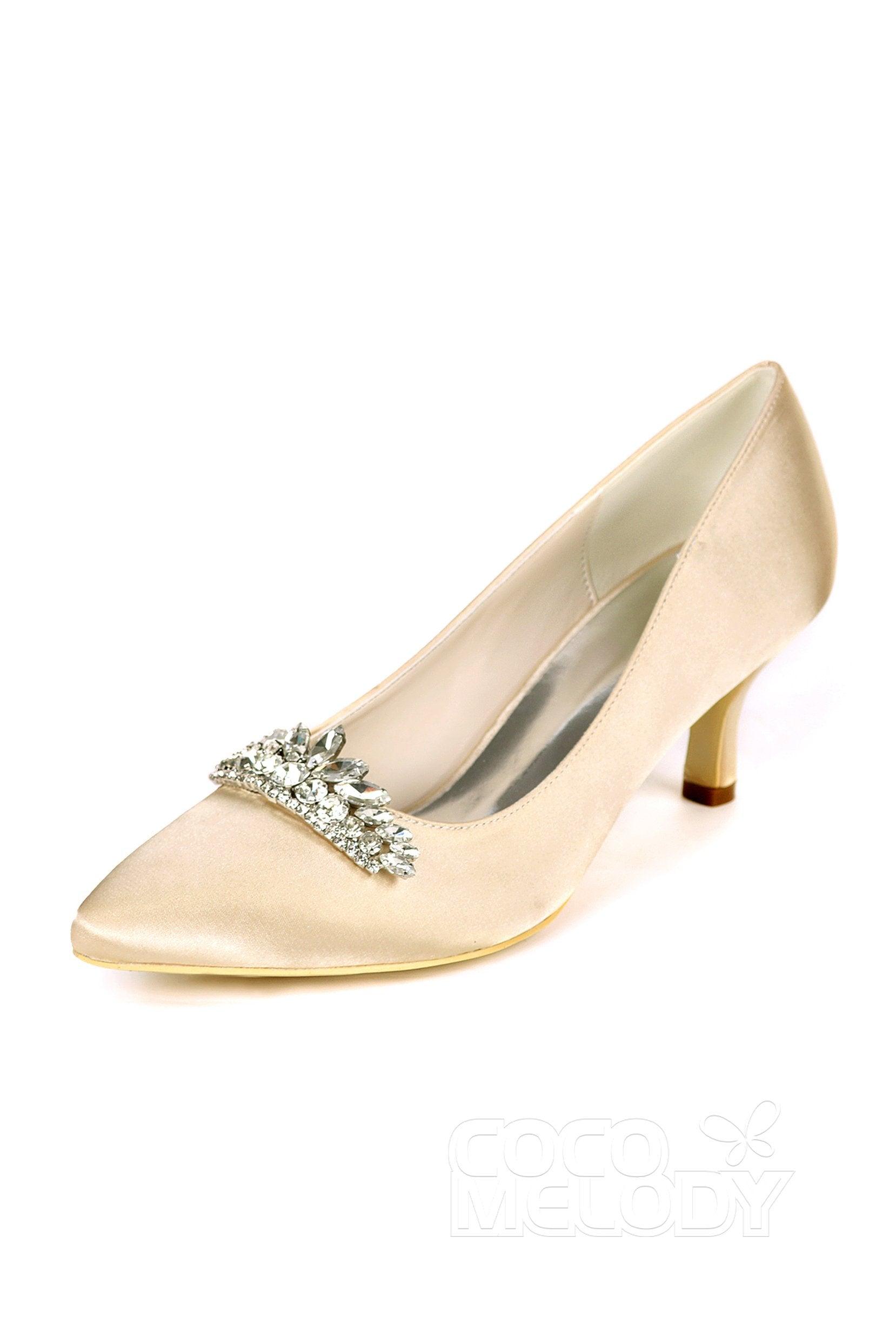Low Heel Silk-Like Pointed Toe Wedding shoes CK0072 - COCOMELODY