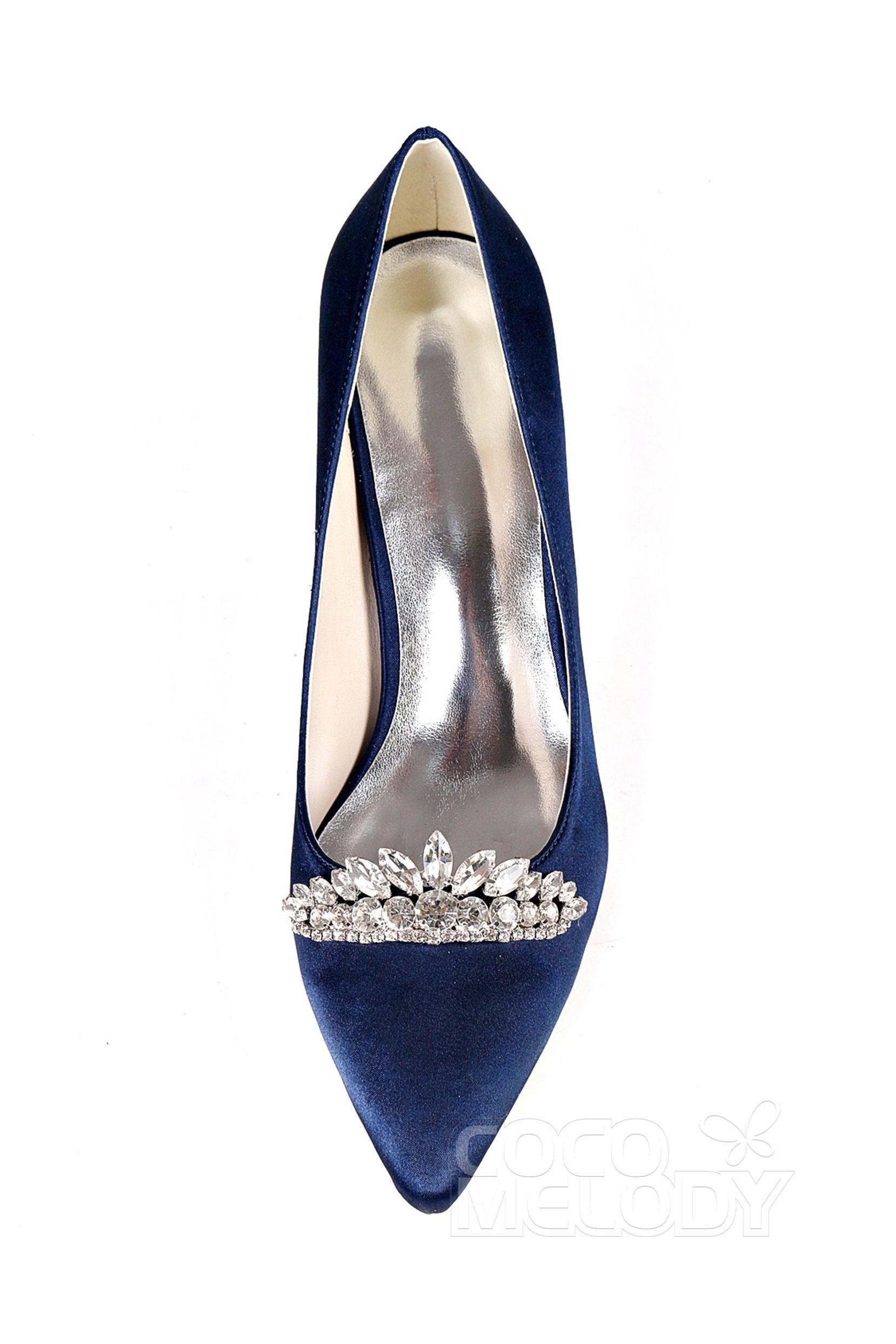 Low Heel Silk-Like Pointed Toe Wedding shoes CK0072 - COCOMELODY