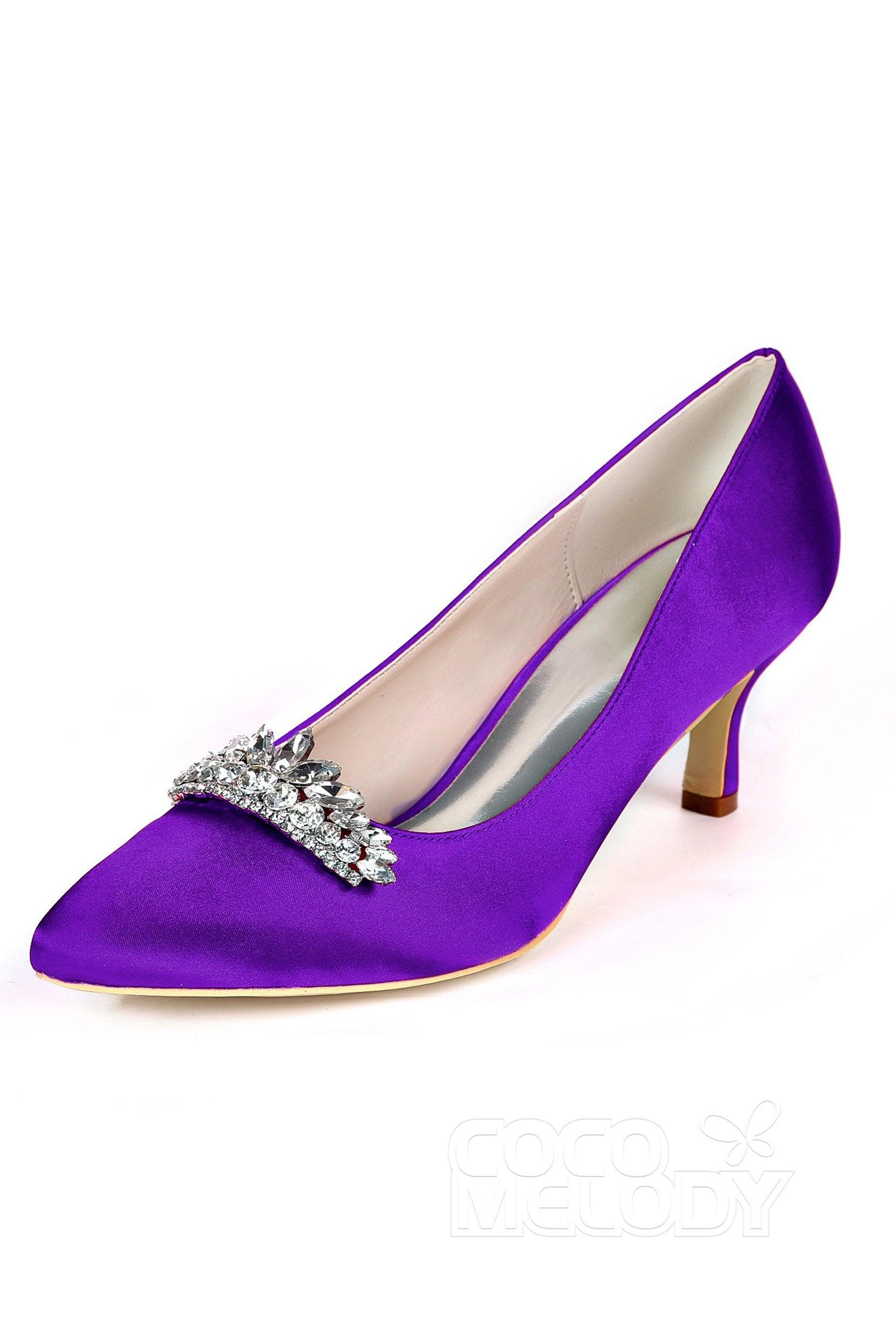 Low Heel Silk-Like Pointed Toe Wedding shoes CK0072 - COCOMELODY