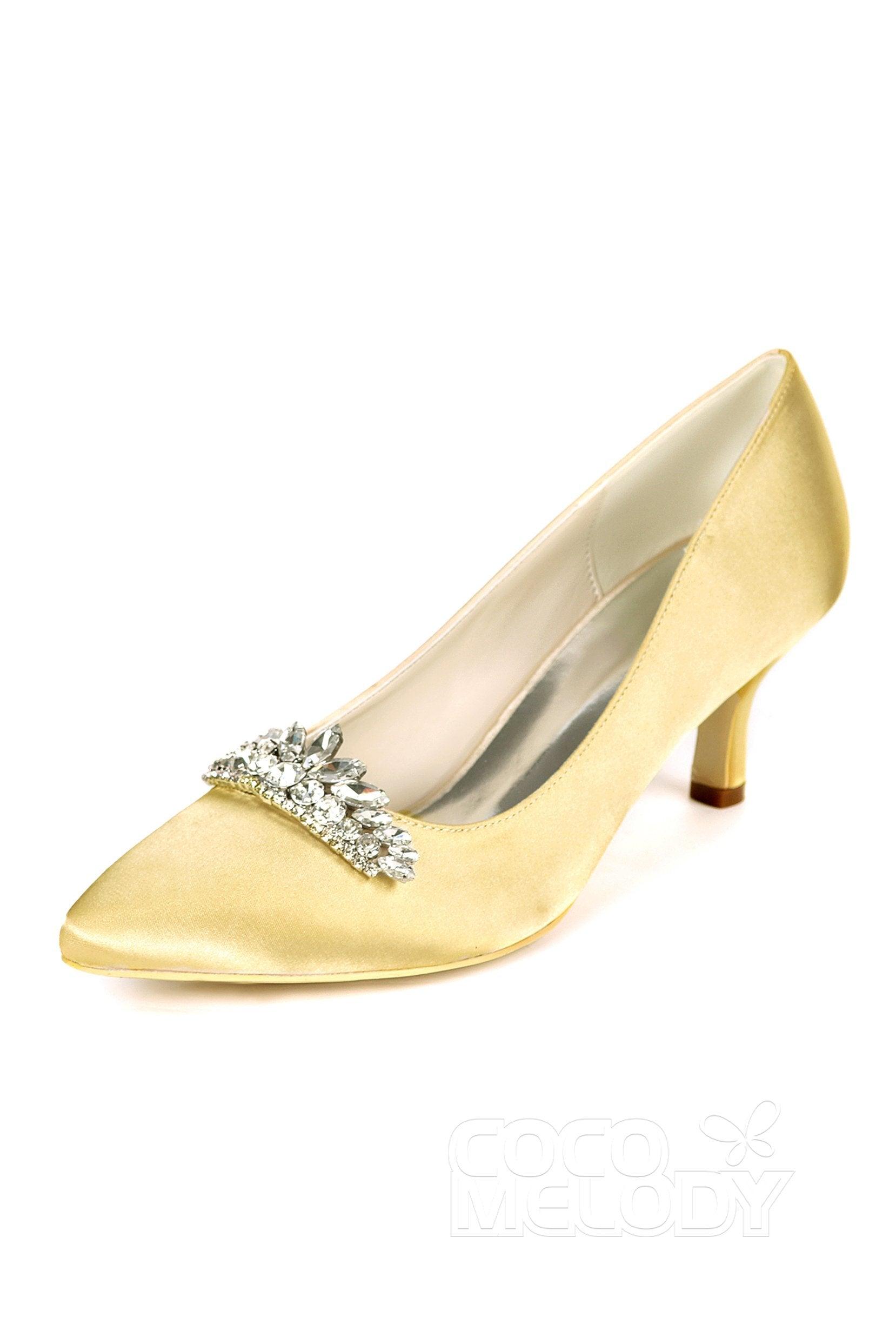 Low Heel Silk-Like Pointed Toe Wedding shoes CK0072 - COCOMELODY