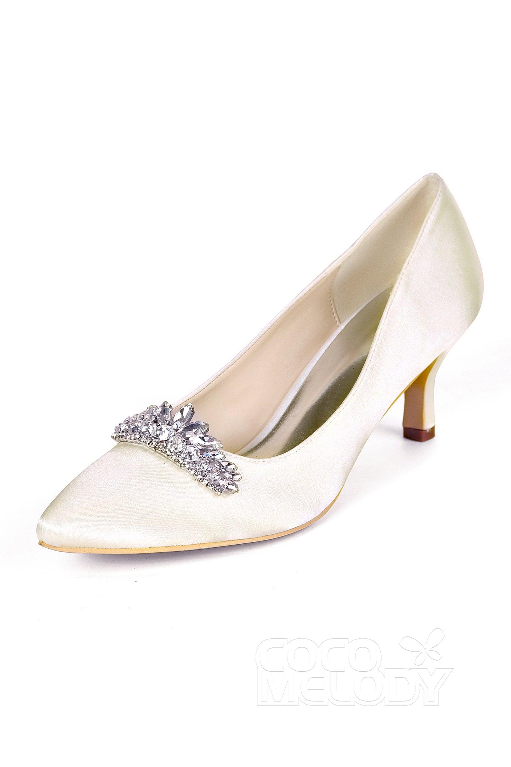 Low Heel Silk-Like Pointed Toe Wedding shoes CK0072 - COCOMELODY