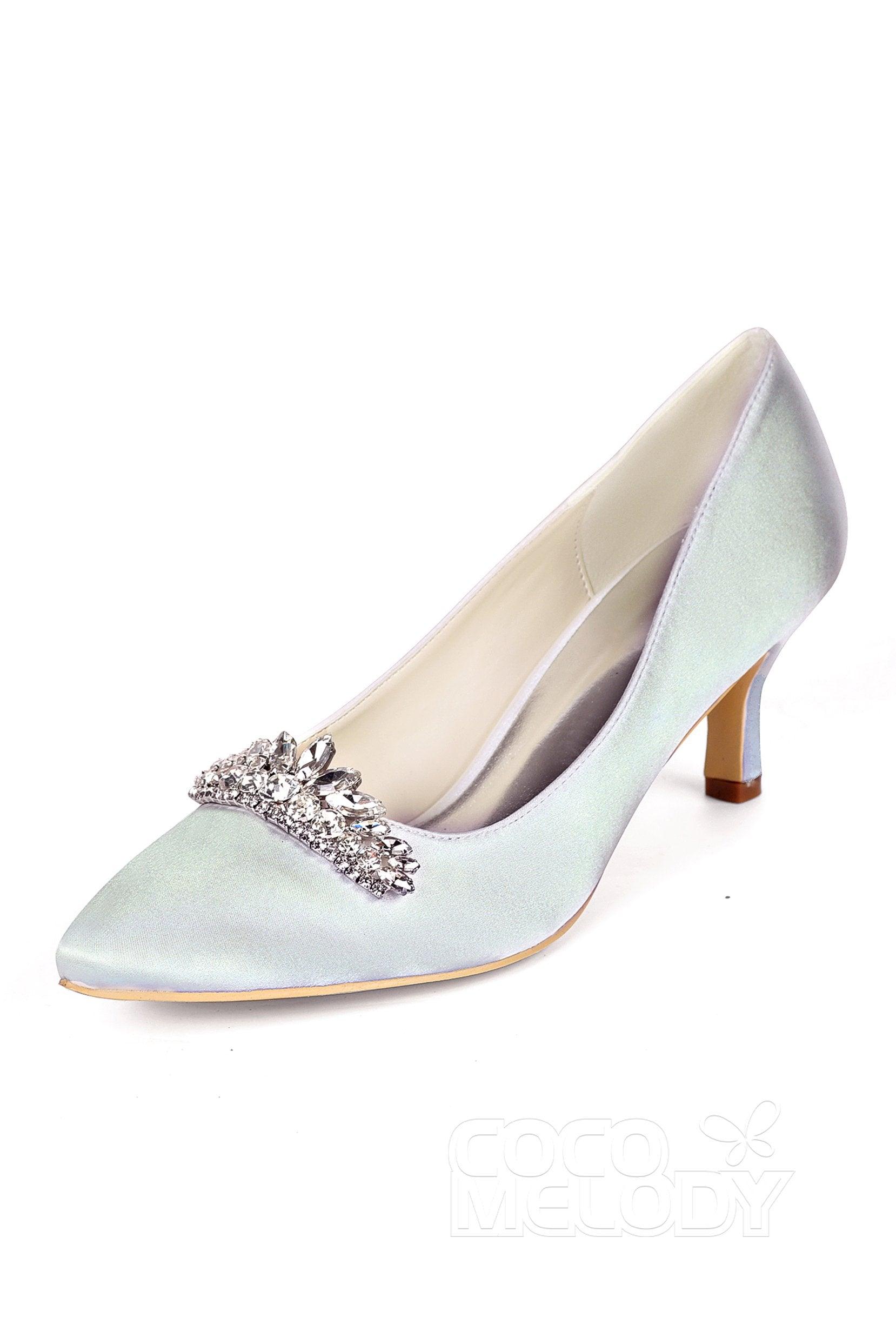 Low Heel Silk-Like Pointed Toe Wedding shoes CK0072 - COCOMELODY
