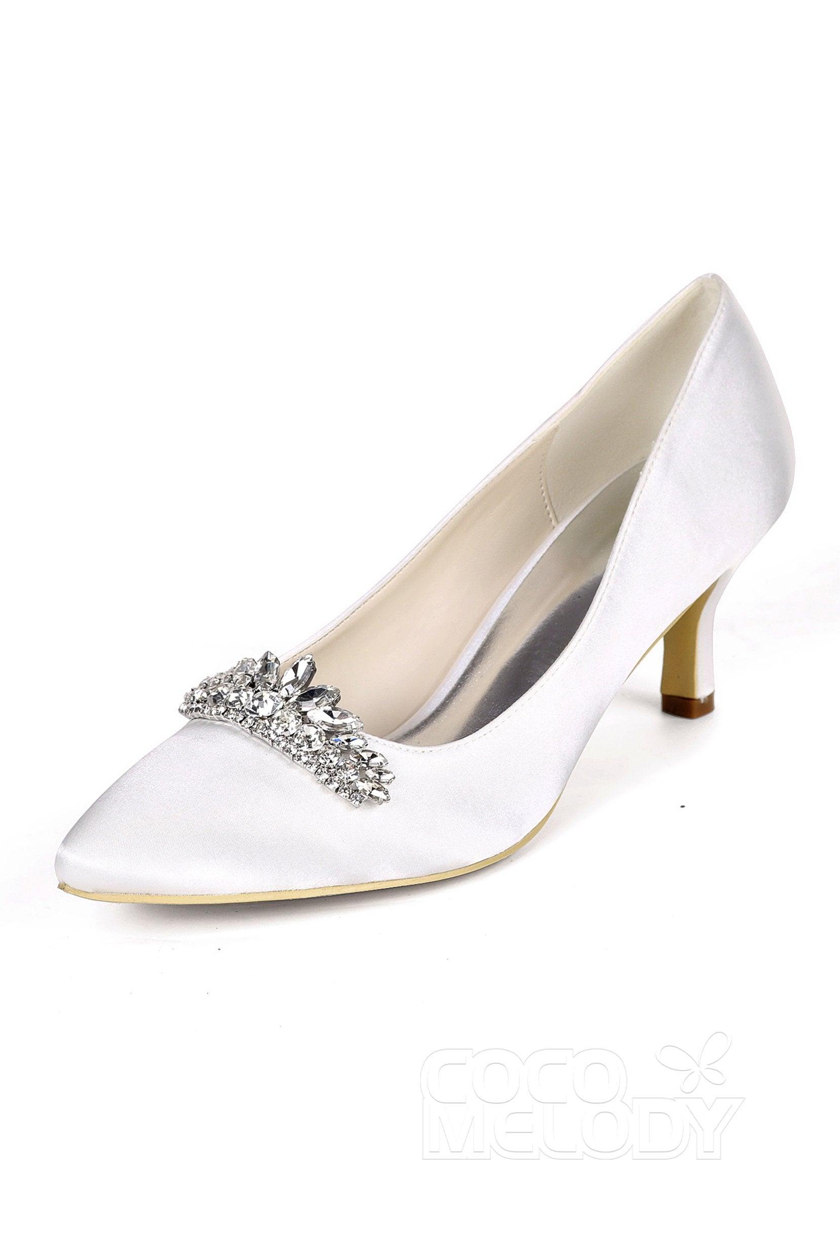 Low Heel Silk-Like Pointed Toe Wedding shoes CK0072 - COCOMELODY