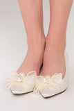 Stiletto Heel Satin Pointed Toe Bridal Shoes Bowknot CK0104 - COCOMELODY