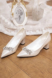 Chunky Heel 5cm Satin Heels Bridal Shoes CK0107 - COCOMELODY