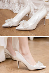 Stiletto Heel 9cm Satin Heels Bridal Shoes CK0118 - COCOMELODY