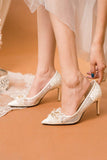 Stiletto Heel 8cm Tulle Heels Bridal Shoes CK0121 - COCOMELODY
