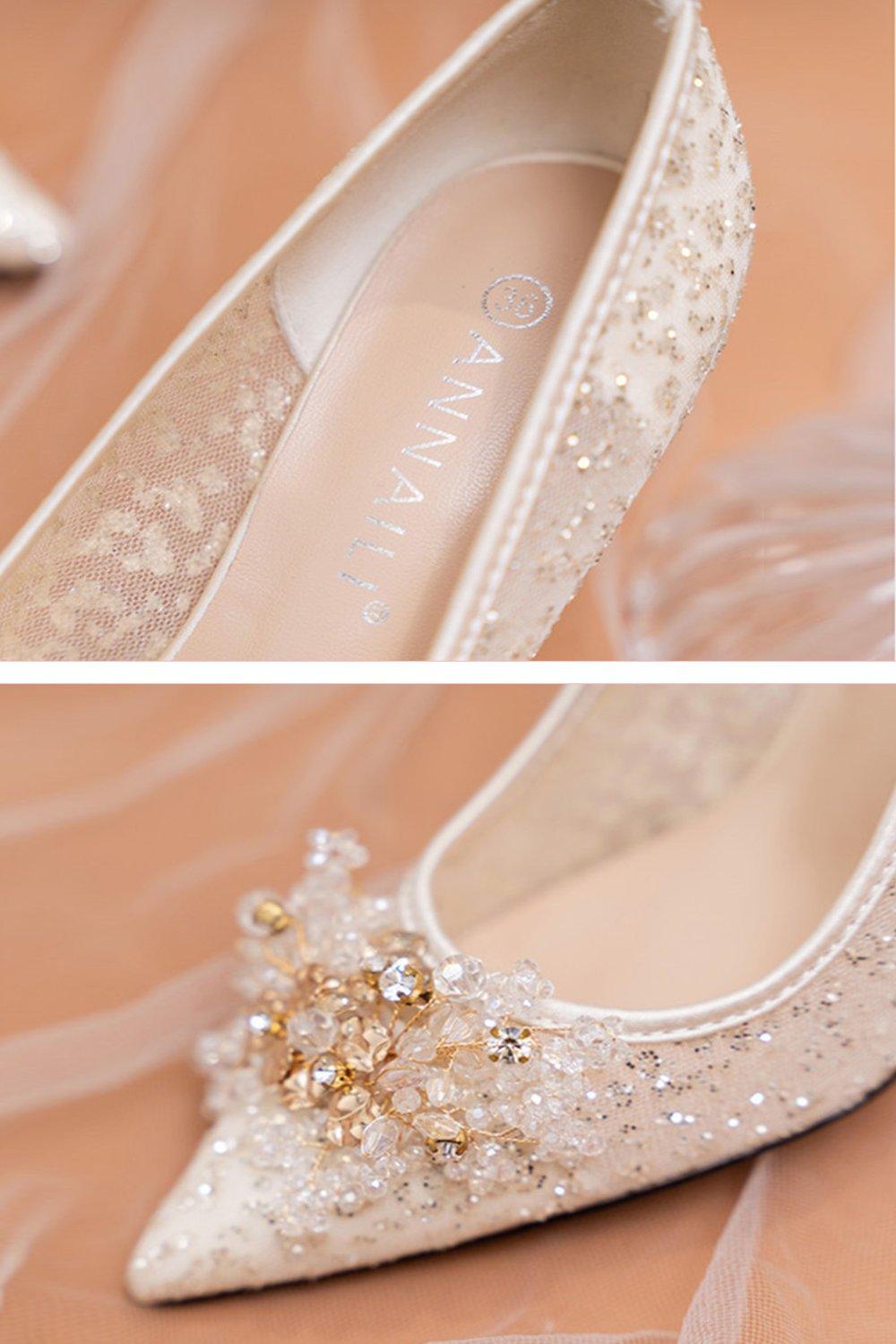 Stiletto Heel 8cm Tulle Heels Bridal Shoes CK0121 - COCOMELODY