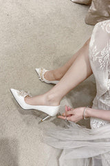 Stiletto Heel 9cm Satin Heels Bridal Shoes CK0124 - COCOMELODY