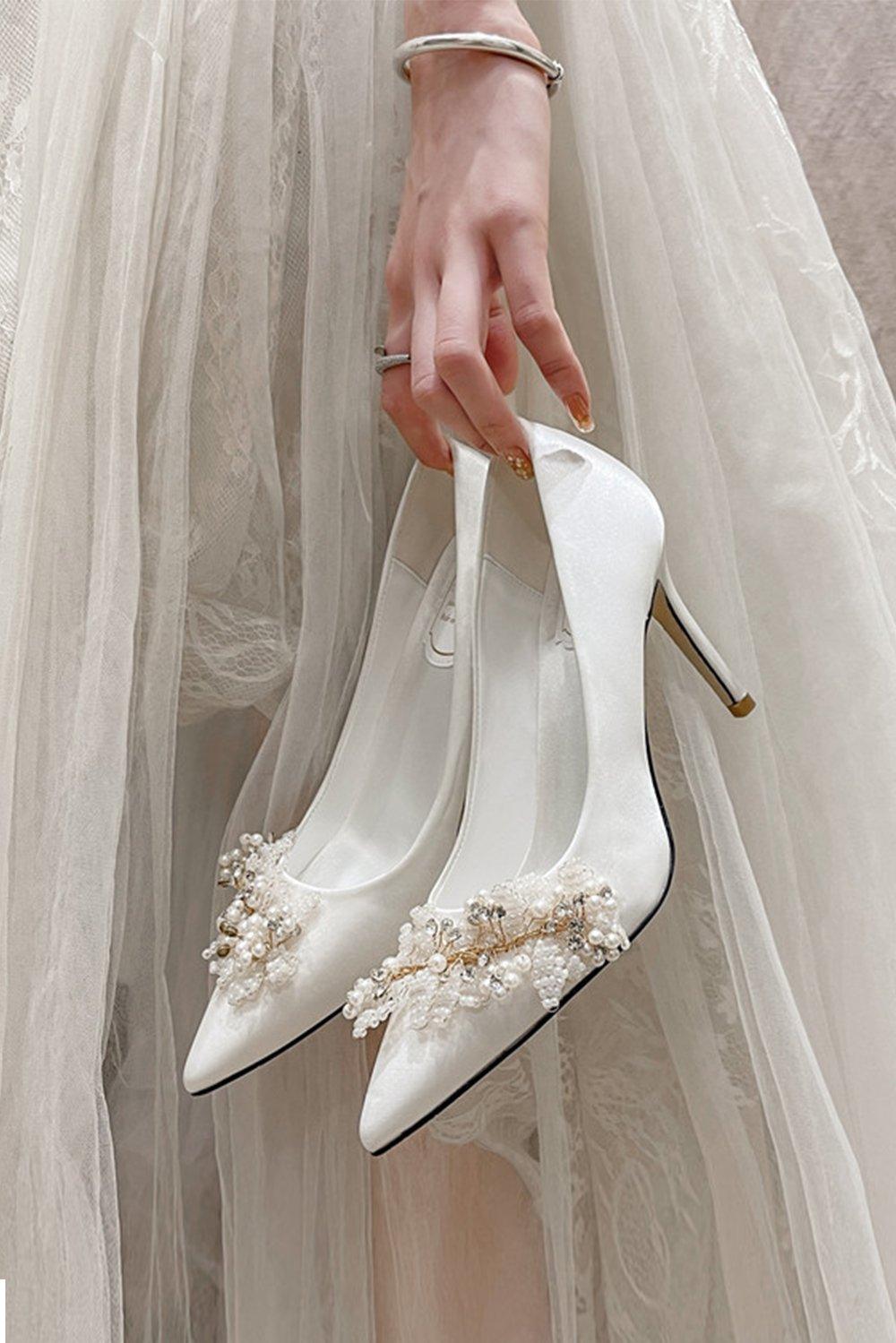 Stiletto Heel 9cm Satin Heels Bridal Shoes CK0124 - COCOMELODY