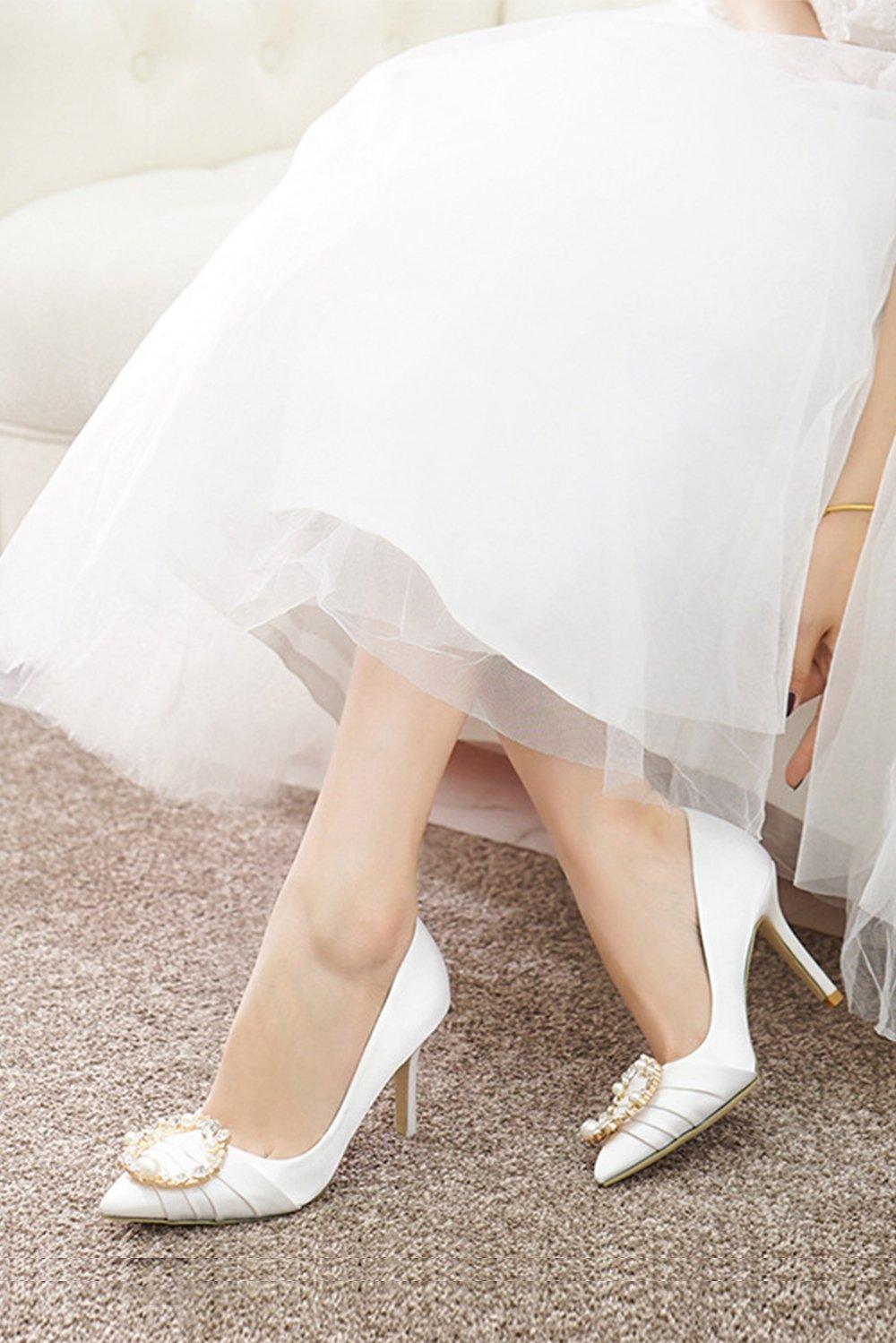 Stiletto Heel 9cm Satin Heels Bridal Shoes CK0125 - COCOMELODY