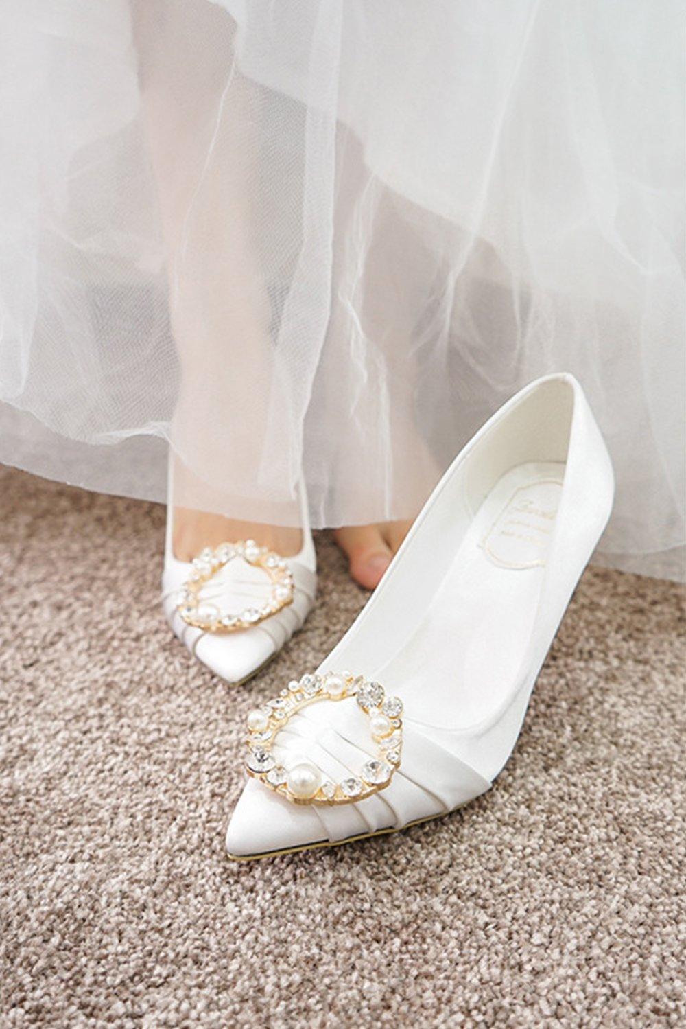 Stiletto Heel 9cm Satin Heels Bridal Shoes CK0125 - COCOMELODY
