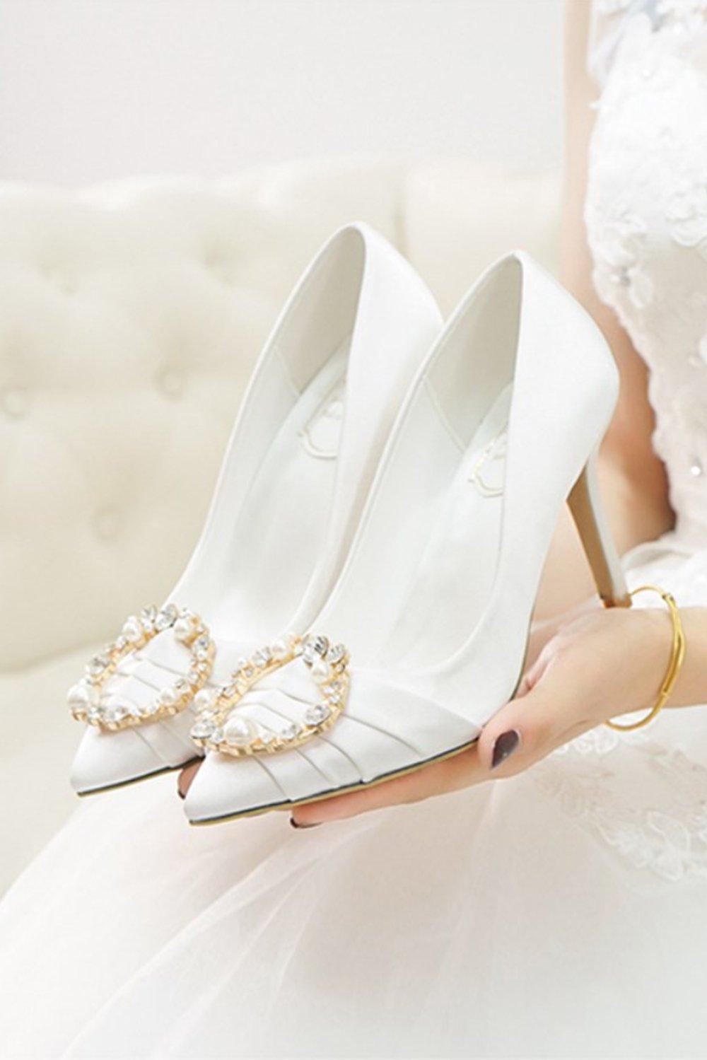 Stiletto Heel 9cm Satin Heels Bridal Shoes CK0125 - COCOMELODY