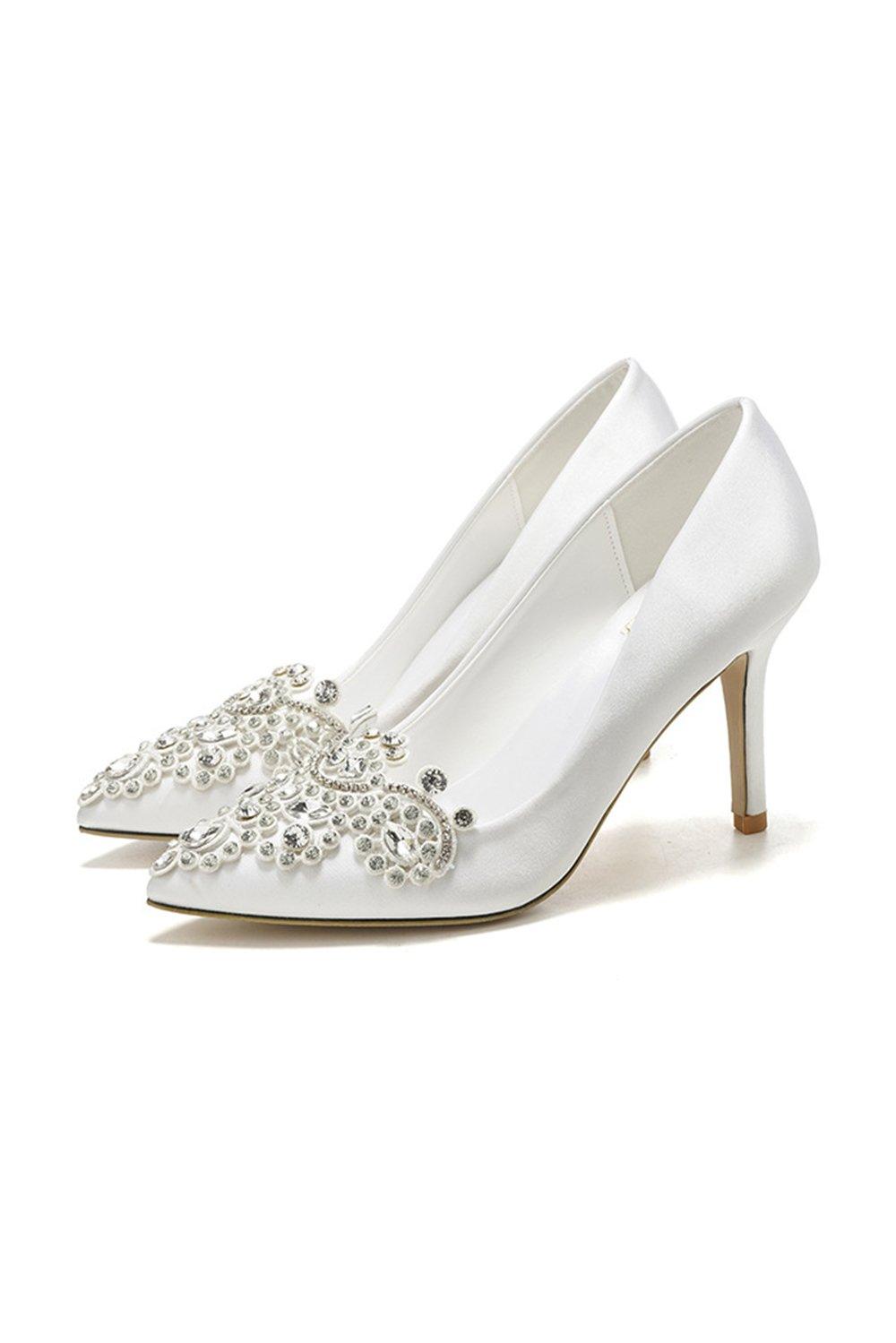 Stiletto Heel 9cm Satin Heels Bridal Shoes CK0128 - COCOMELODY