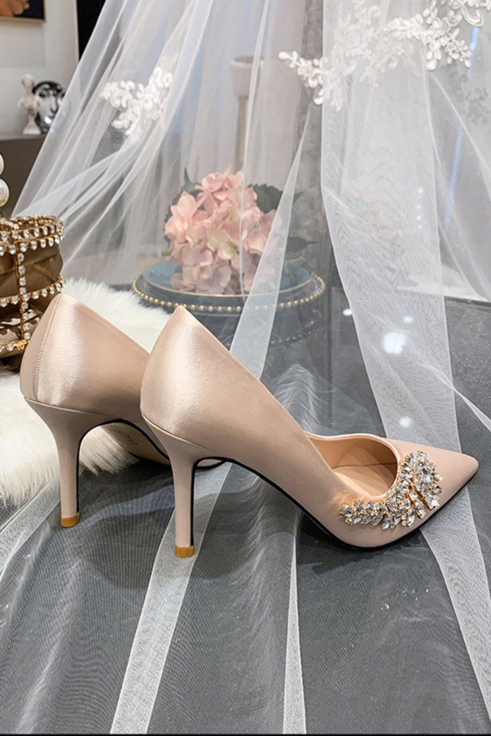 Stiletto Heel 9cm Satin Heels Bridal Shoes CK0129 - COCOMELODY