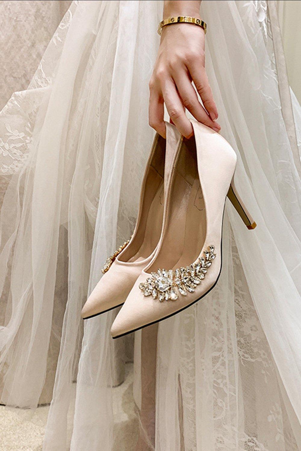 Stiletto Heel 9cm Satin Heels Bridal Shoes CK0129 - COCOMELODY