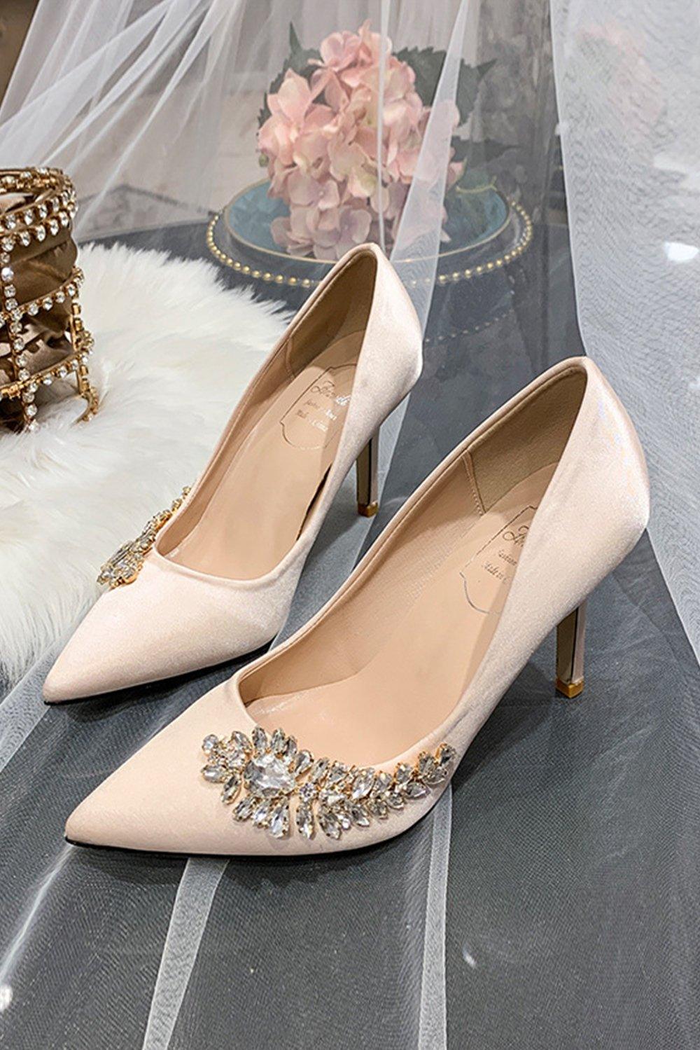 Stiletto Heel 9cm Satin Heels Bridal Shoes CK0129 - COCOMELODY