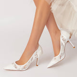 Stiletto Heel 8.5cm Silk-Like Lace Shoes CK0139 - COCOMELODY