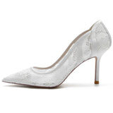 Stiletto Heel 8.5cm Silk-Like Lace Shoes CK0139 - COCOMELODY