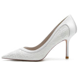 Stiletto Heel 8.5cm Silk-Like Lace Shoes CK0143 - COCOMELODY