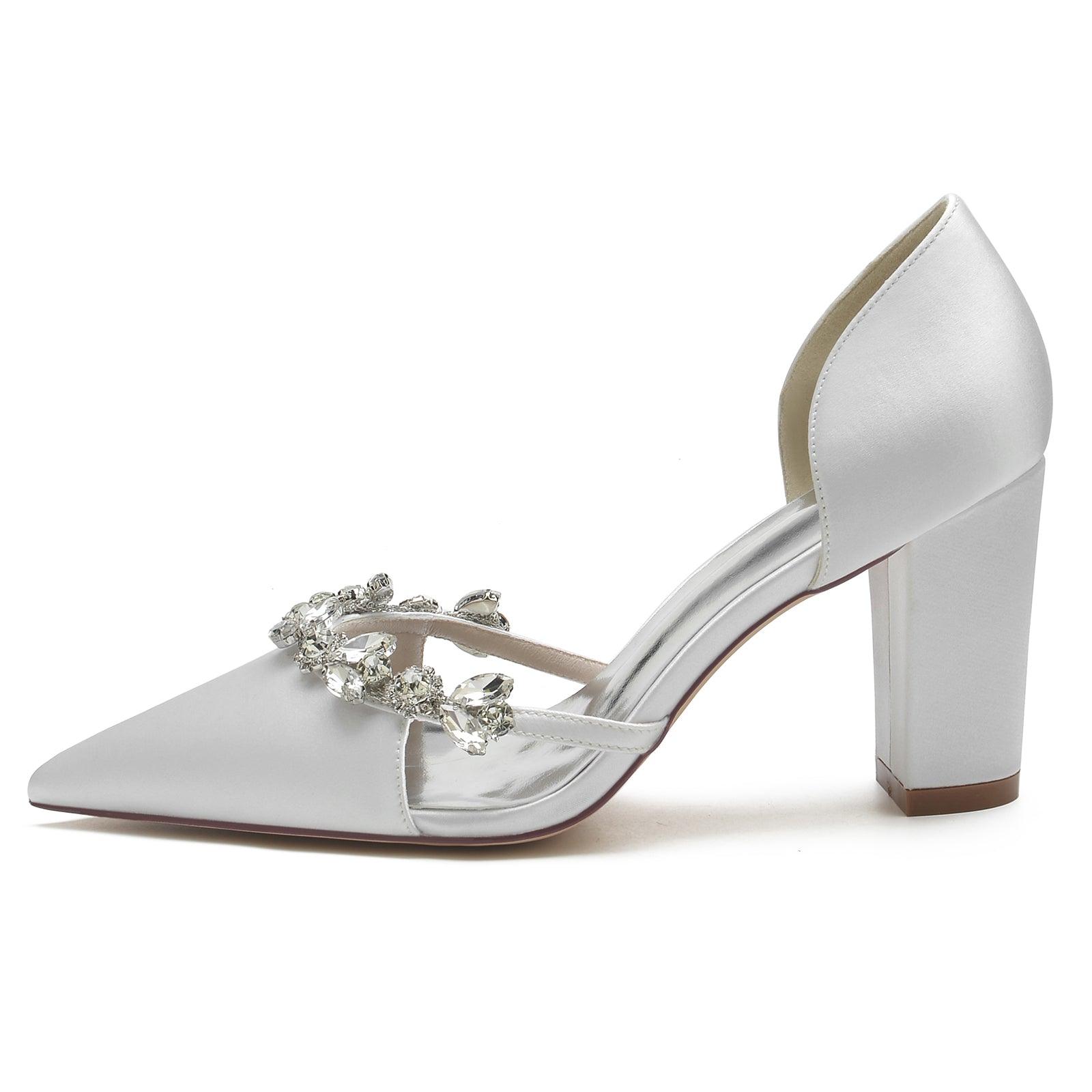 Chunky Heel 8.5cm Silk-Like Shoes CK0186 - COCOMELODY