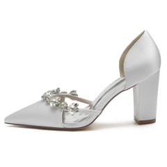 Chunky Heel 8.5cm Silk-Like Shoes CK0186 - COCOMELODY