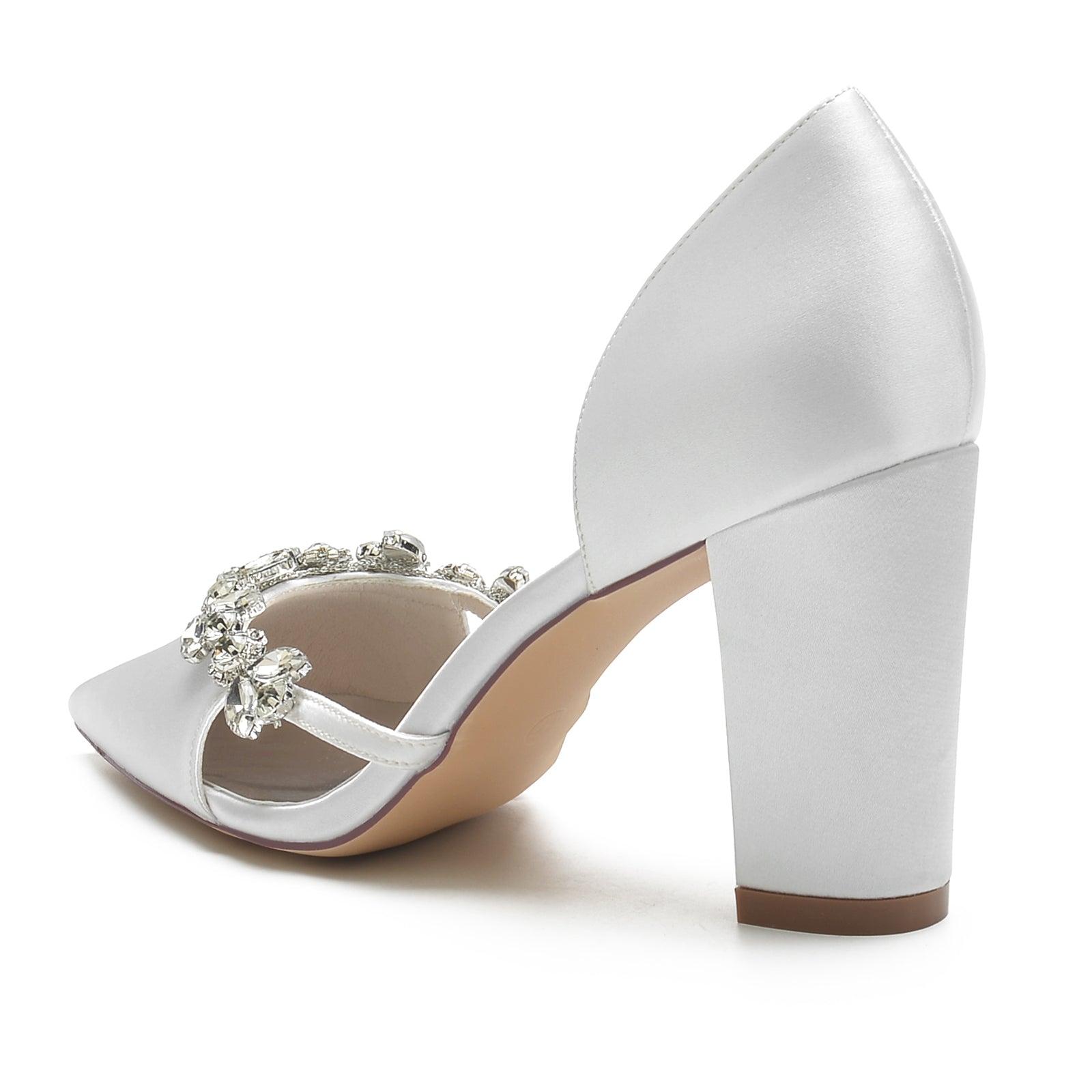 Chunky Heel 8.5cm Silk-Like Shoes CK0186 - COCOMELODY