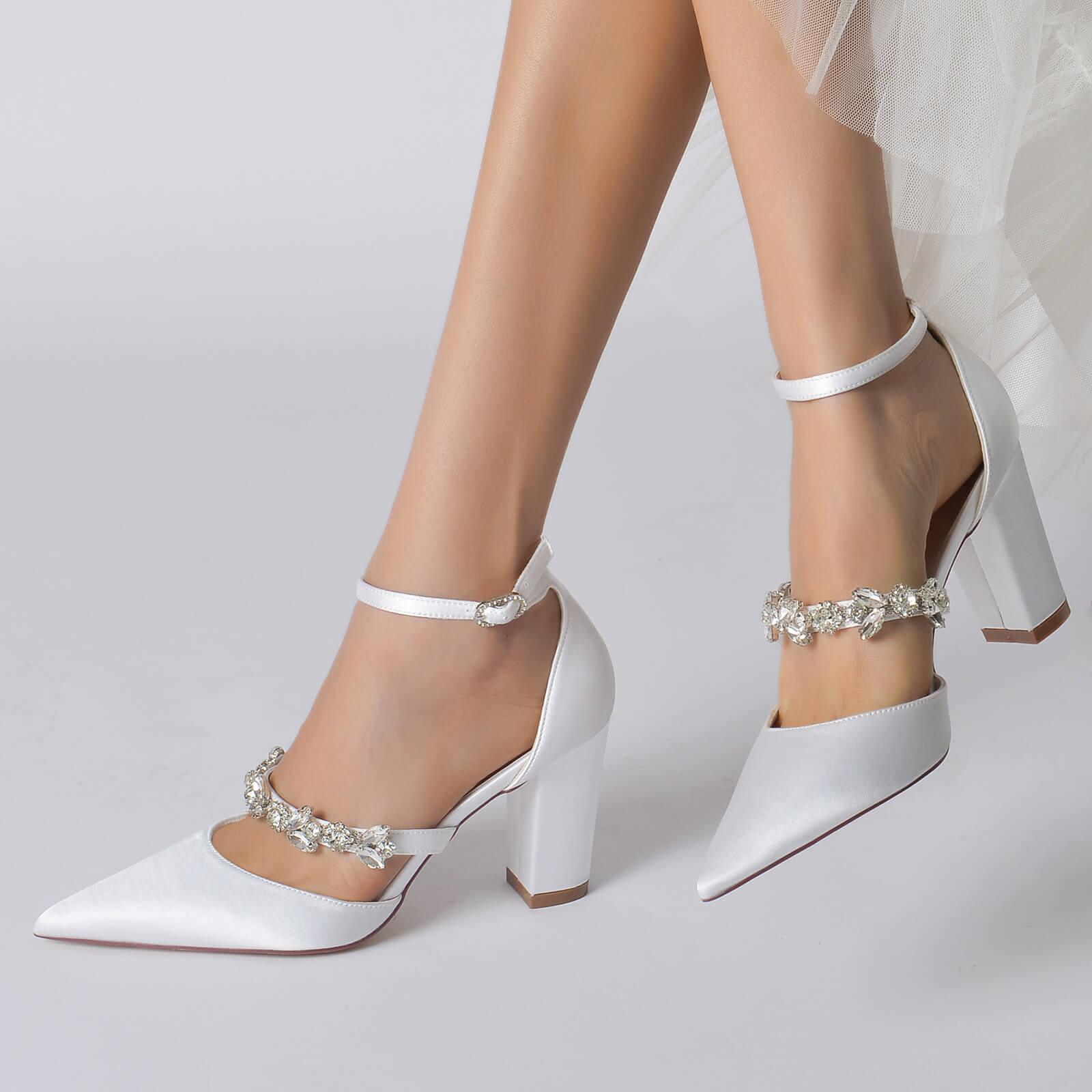 Chunky Heel 8.5cm Silk-Like Shoes CK0187 - COCOMELODY