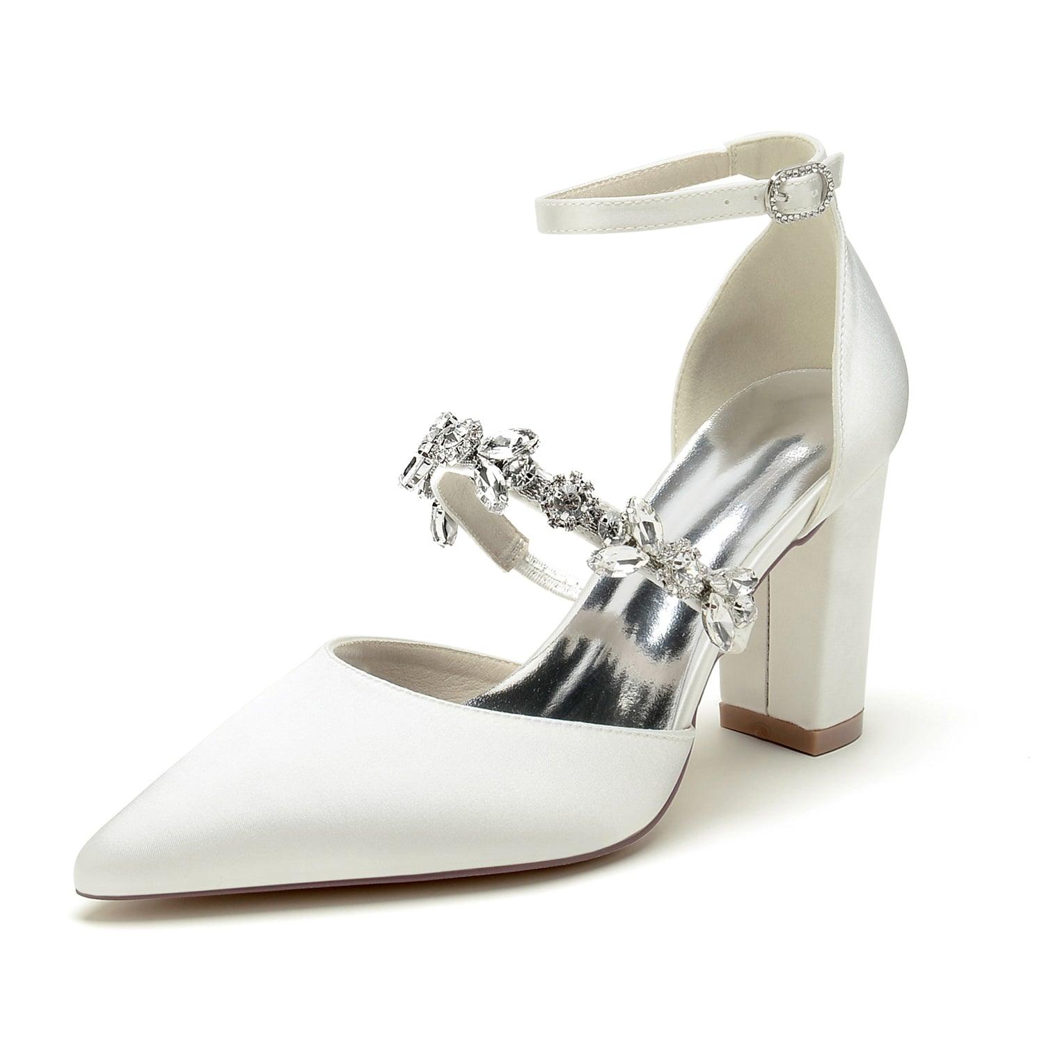 Chunky Heel 8.5cm Silk-Like Shoes CK0187 - COCOMELODY