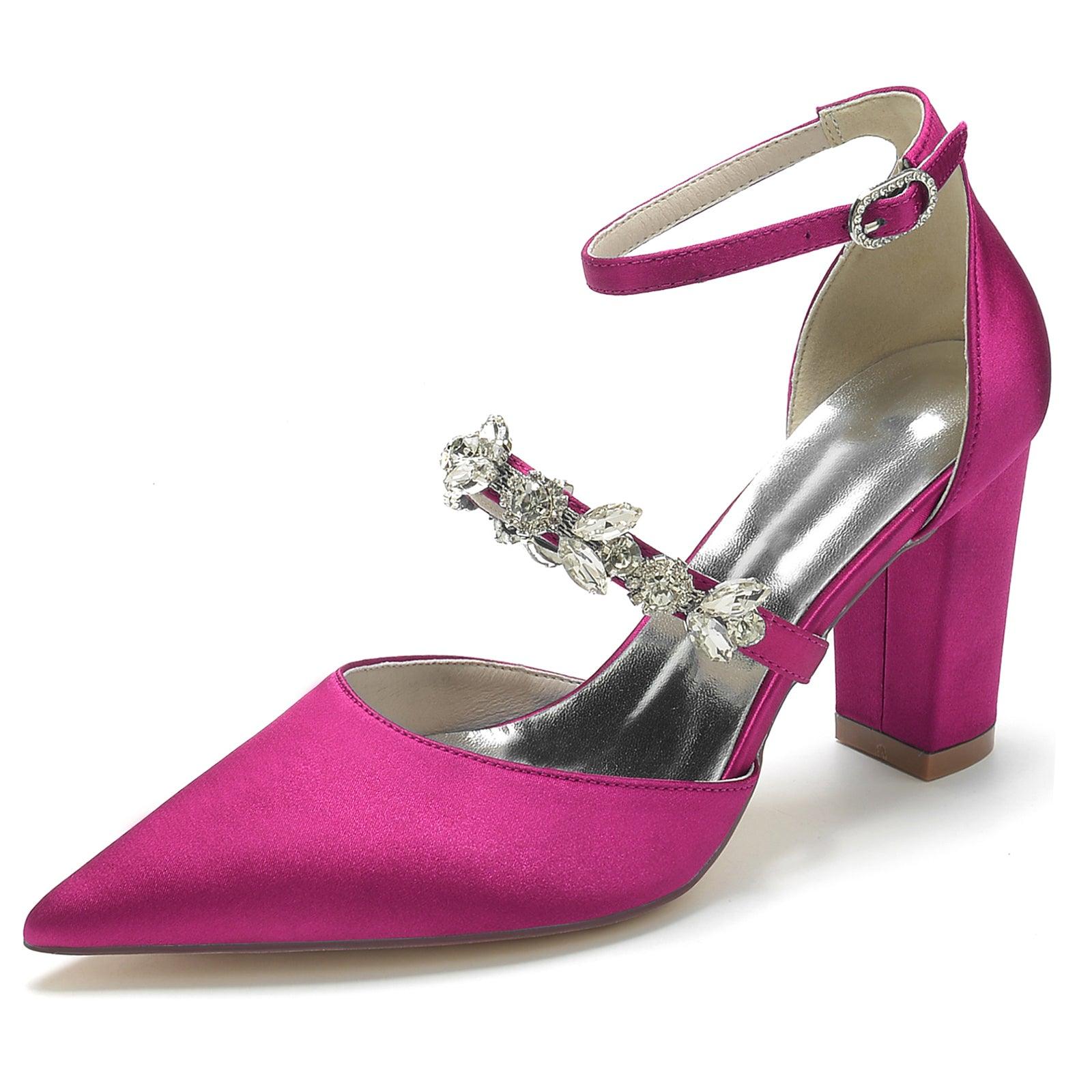 Chunky Heel 8.5cm Silk-Like Shoes CK0187 - COCOMELODY
