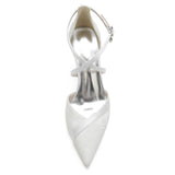 Chunky Heel 8.5cm Silk-Like Lace Shoes CK0191 - COCOMELODY
