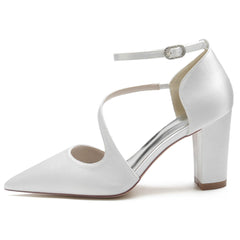 Chunky Heel 8.5cm Silk-Like Shoes CK0192 - COCOMELODY