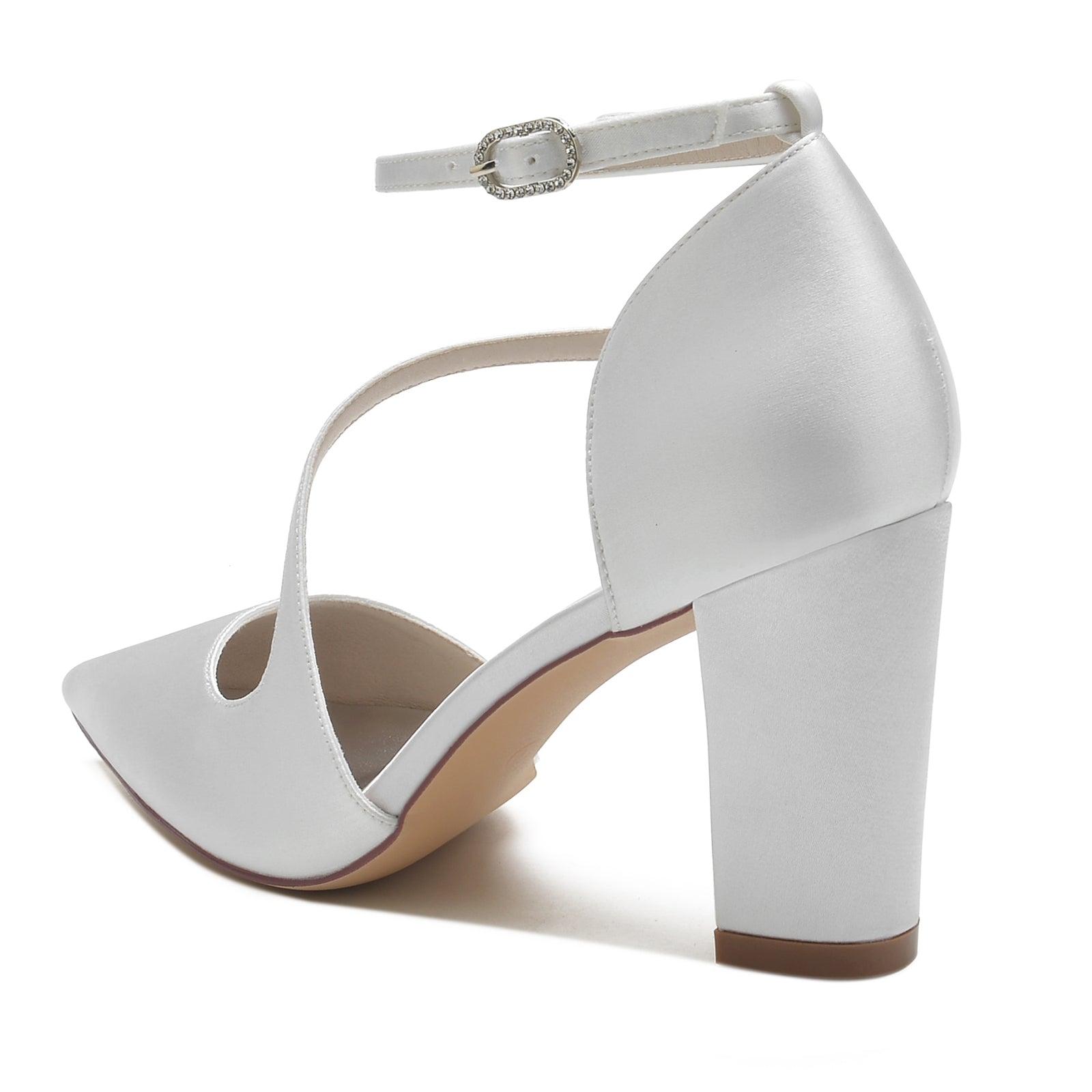 Chunky Heel 8.5cm Silk-Like Shoes CK0192 - COCOMELODY